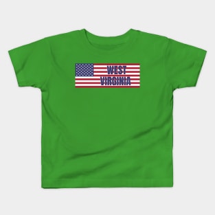 West Virginia State in American Flag Kids T-Shirt